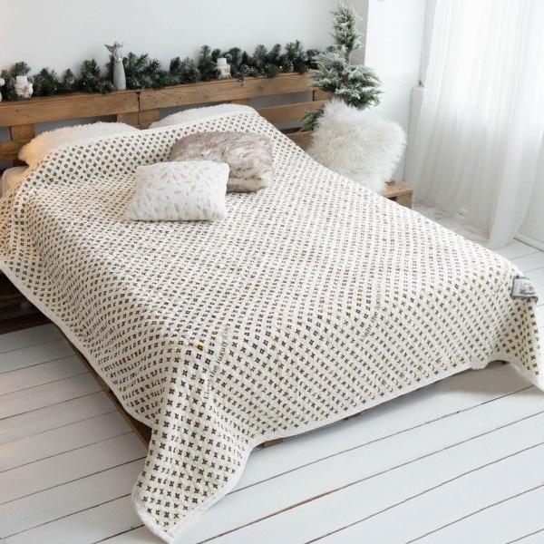 Плед стёганый Бренд евро 8546 Молочный (DR009572)