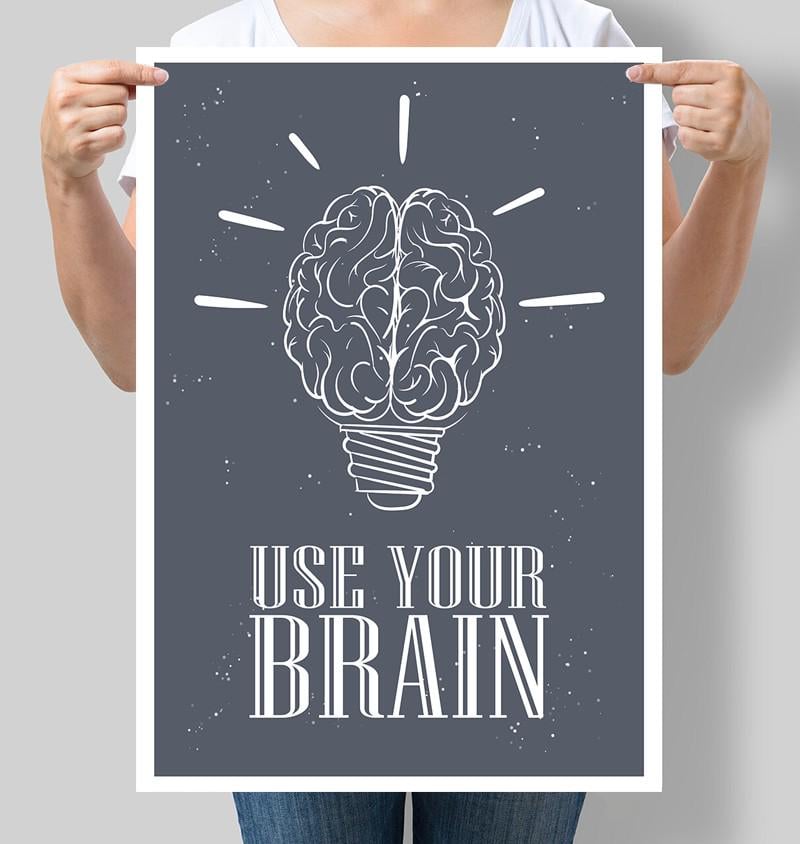 Постер мотивационный Use your brain 30x42 см A3 без рамки (M154_A3) Постер мотивационный Use your brain 30x42 см A3 без рамки (M154_A3)