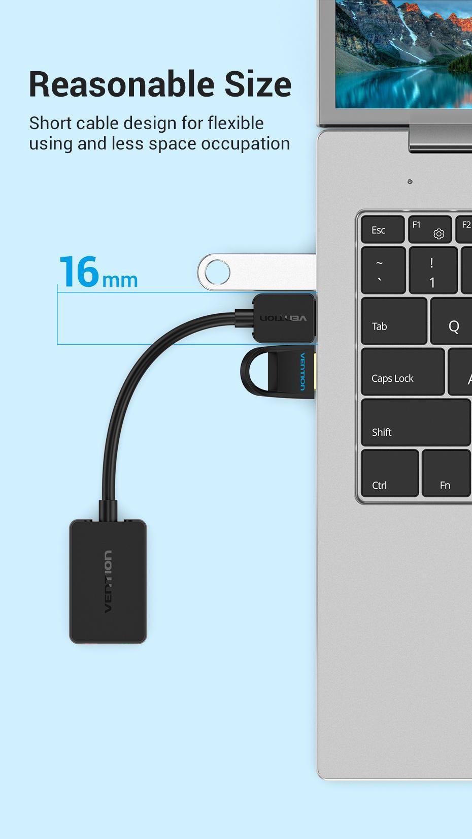 Зовнішня звукова карта Vention USB Два порти 3,5 мм шумозаглушення Plug&Play Сумісна з Windows Mac Linux 1 м Чорний (CDYBF) - фото 12 Зовнішня звукова карта Vention USB Два порти 3,5 мм шумозаглушення Plug&Play Сумісна з Windows Mac Linux 1 м Чорний (CDYBF) - фото 12