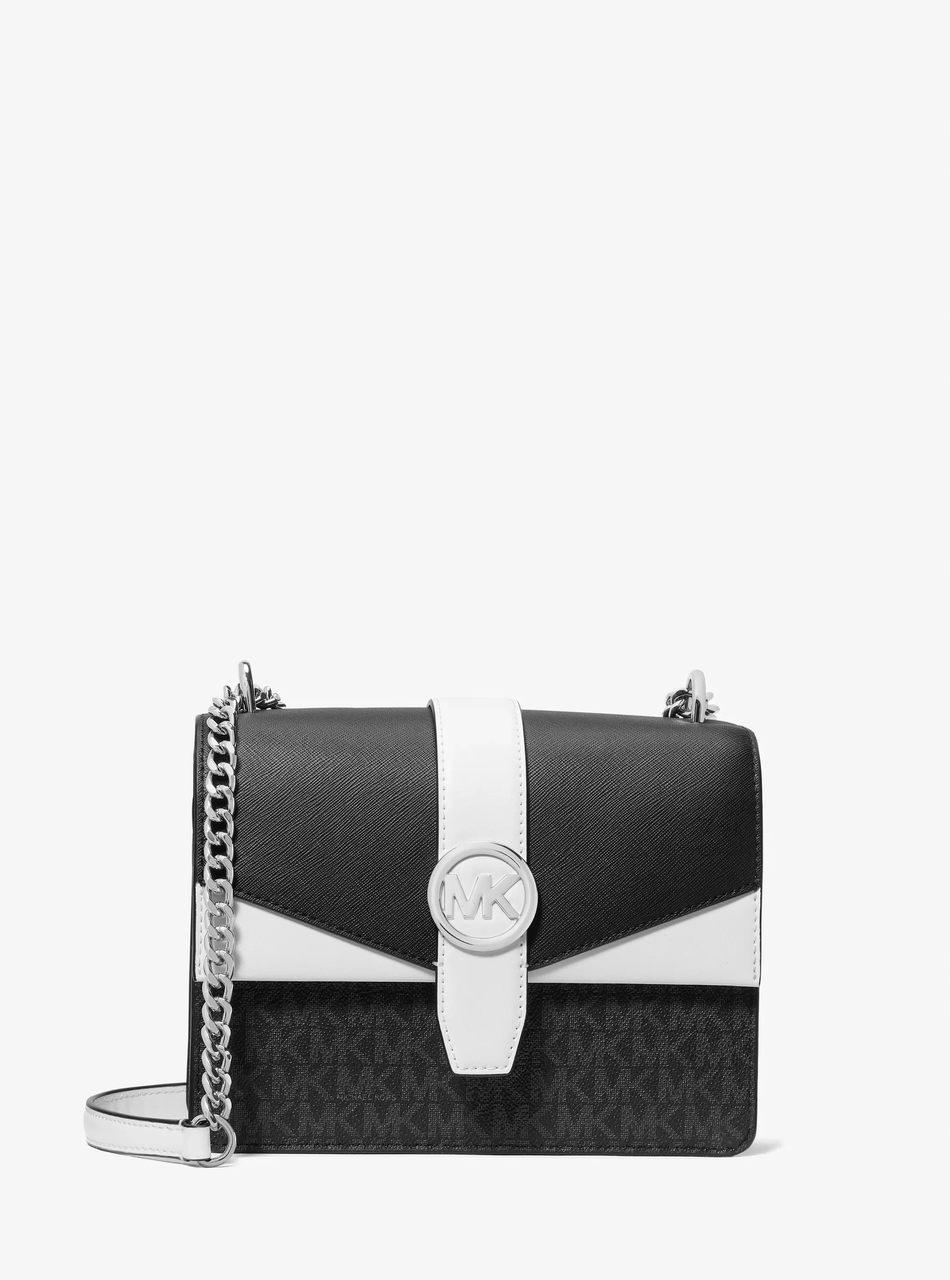 Женская сумка кросс-боди Michael Kors Greenwich Small Color-Block Signature Logo Черный/Белый (791853429611) Женская сумка кросс-боди Michael Kors Greenwich Small Color-Block Signature Logo Черный/Белый (791853429611)