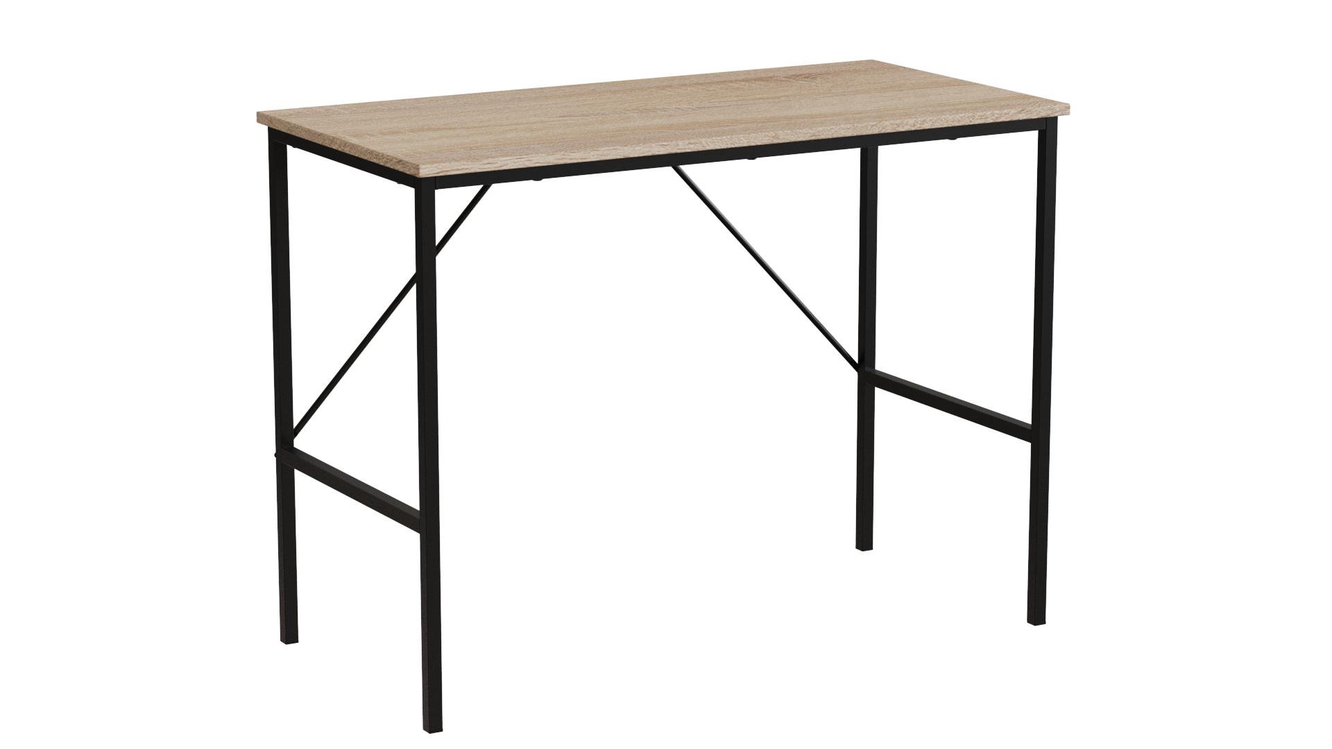 Стол письменный Ferrum-decor Line Тайм 16 мм 750x1000x500 мм металл Черный/ДСП Дуб Сонома (TIME104)