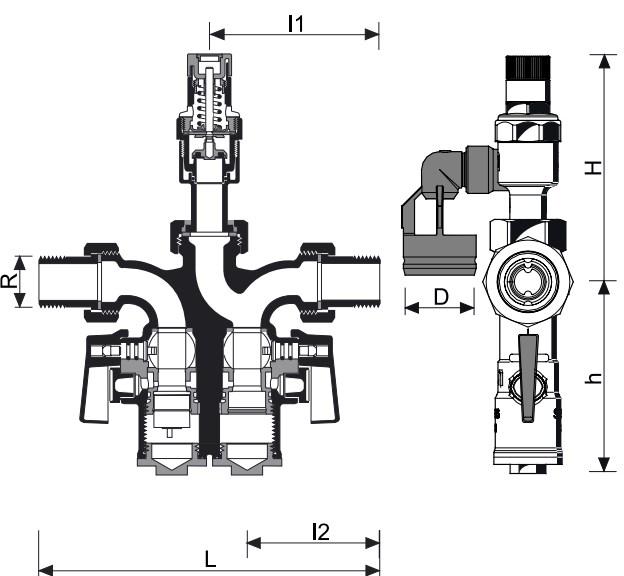 Група безпеки водонагрівача HONEYWELL DN25 8 бар (SG160S-1AB) - фото 2