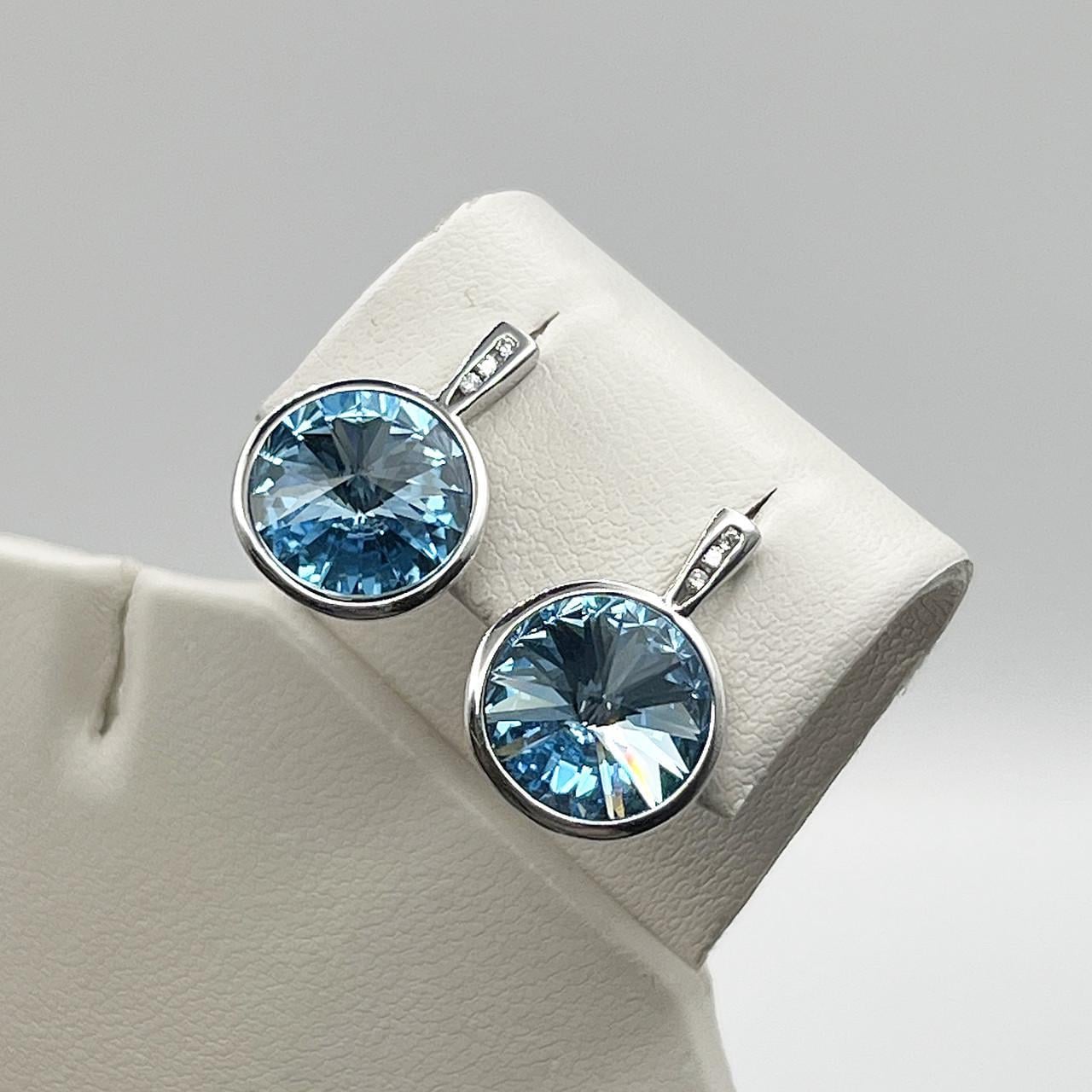 Серебряные серьги с голубым кварцем 5,25 г (2570059962)