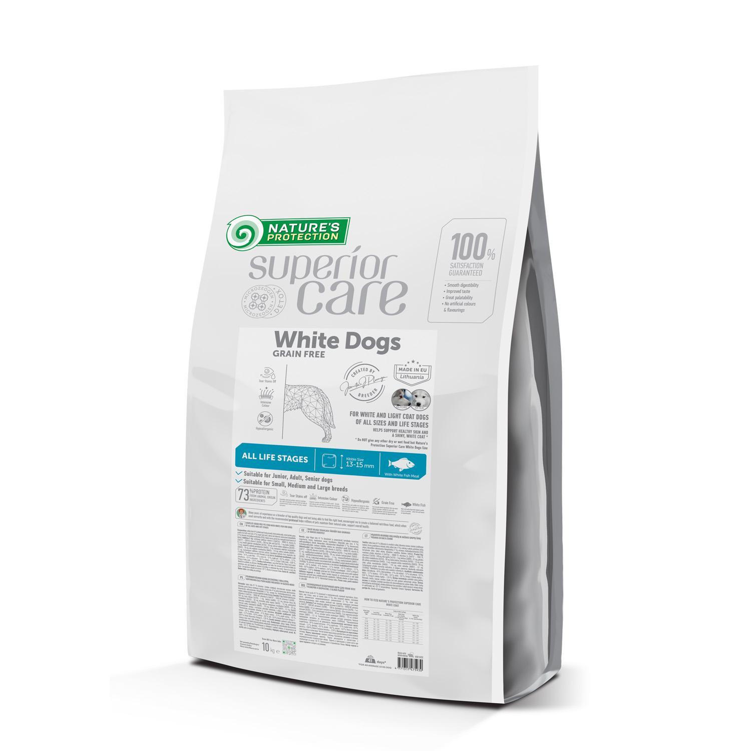 Корм сухой Nature's Protection Superior Care White Dogs Grain Free White Fish All Sizes and Life Stages с белой рыбой для собак с белой шерстью на всех стадиях жизни 17 кг (NPSC47645)