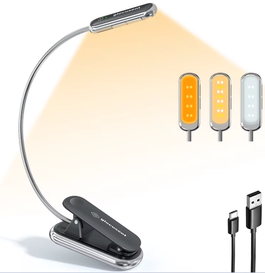 Лампа аккумуляторная Glocusent 2001 16 LED гибкая/металлическая Clip ножка с прищепкой для чтения книг/с таймером (2425775627)