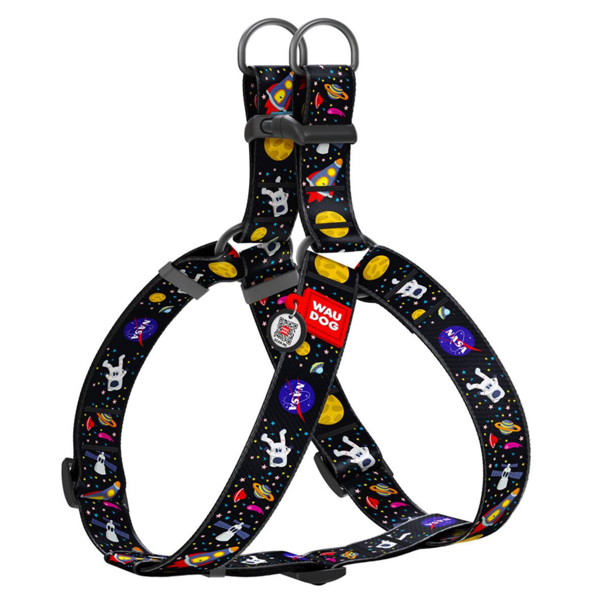 Шлея для собак Waudog Nylon NASA з QR паспортом/пластиковим фастексом XL 35 мм х 70-100 см (324-0047 Col)