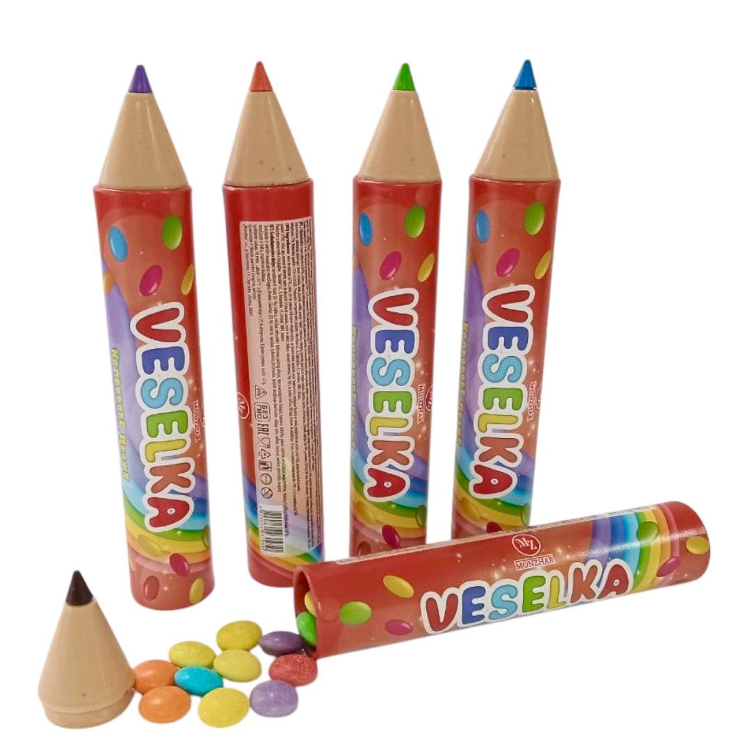 Драже шоколадное Veselka Карандаш 22 г 12 шт. Разноцветный (00000006272)
