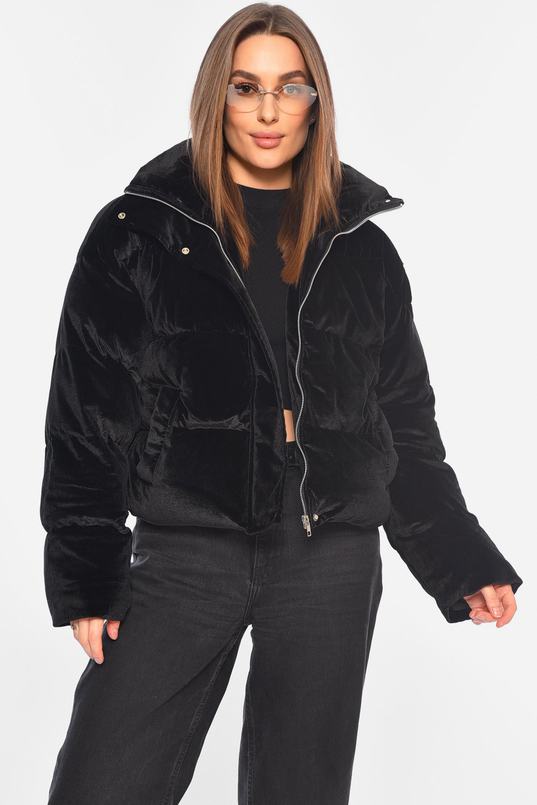 Куртка женская еврозима велюровая M Черный (195772)