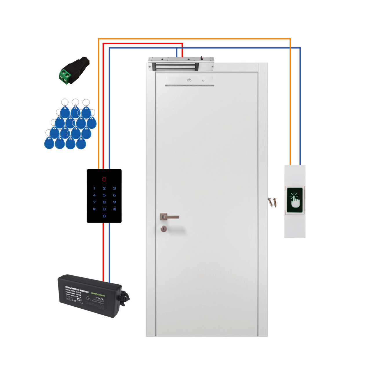 Комплект СКУД GreenVision GV-501 с сенсорной панелью и магнитным замком 280 кг