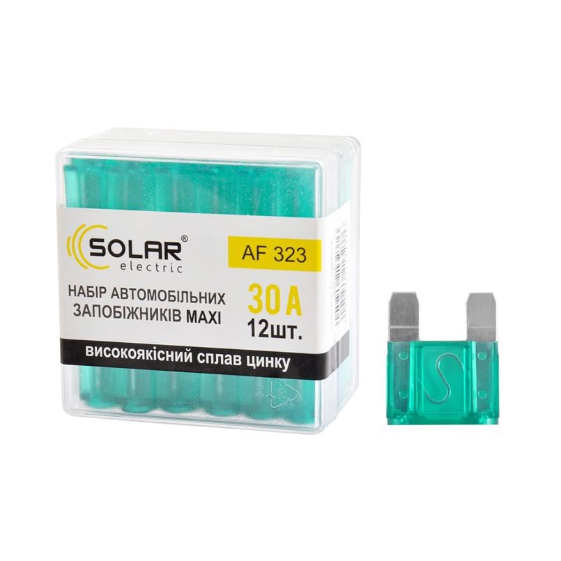 Набор предохранителей Solar макси цинковый сплав 30А 12 шт. (AF323)