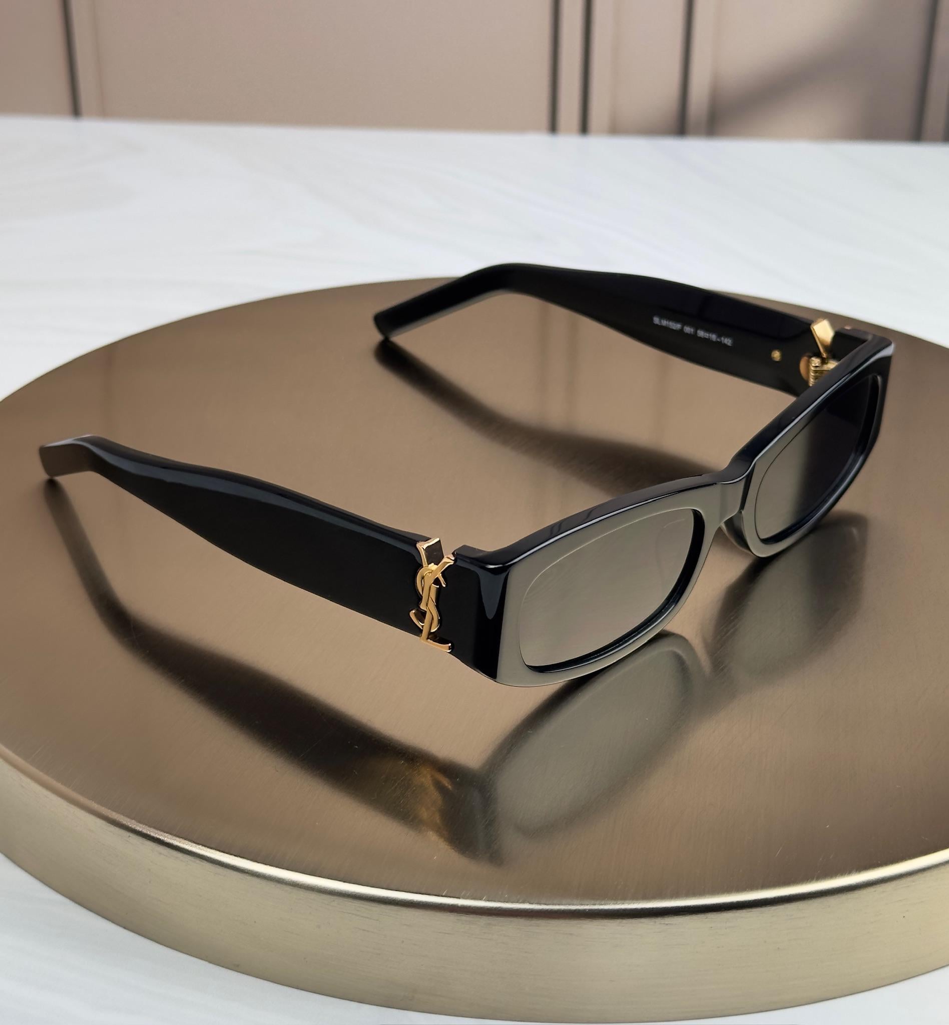 Солнцезащитные очки Saint Laurent SL M152 овальная ацетатная темная линза женские Черный