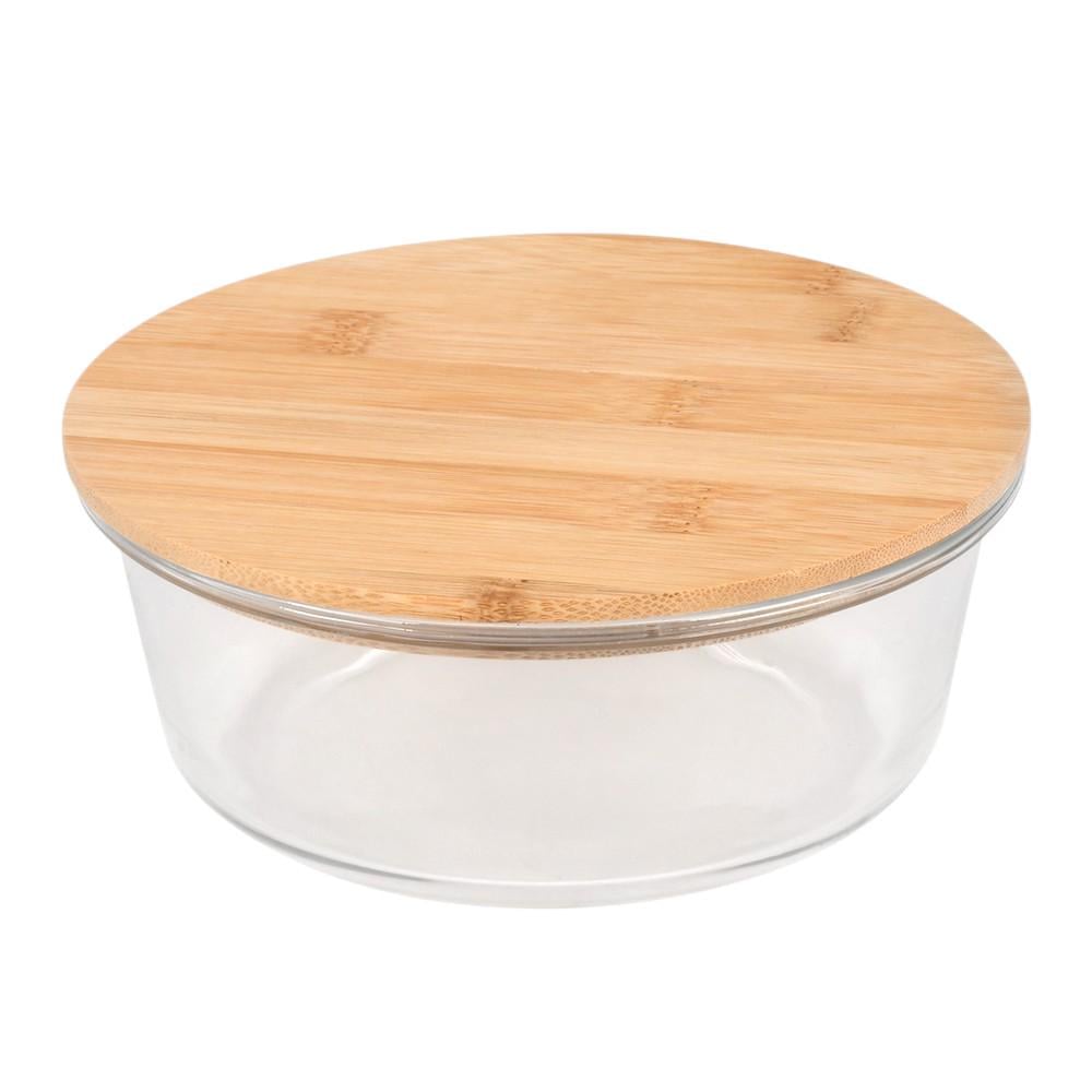 Контейнер з кришкою Round R35694-M 600 мл Прозорий з коричневим (33726773)