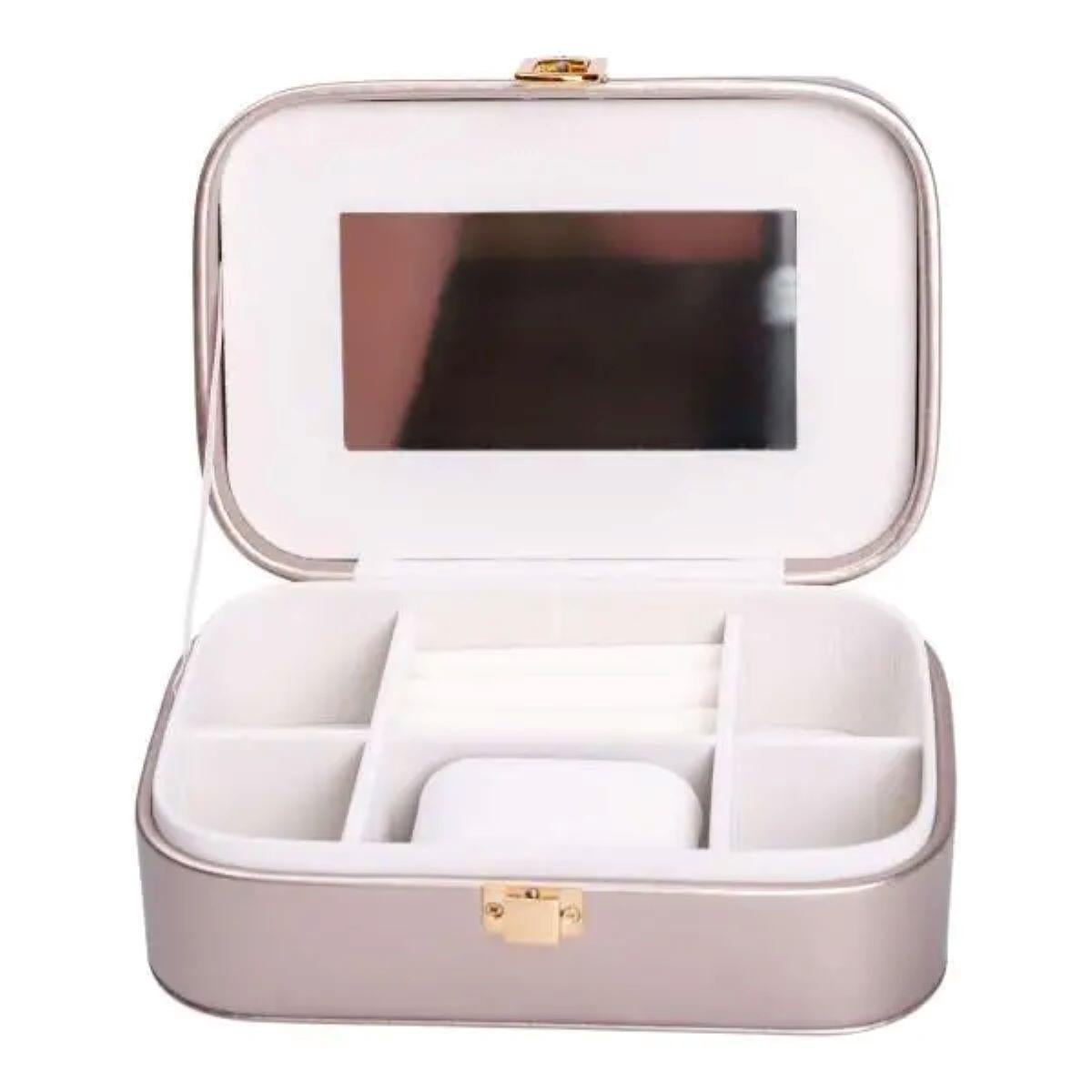 Ящик для украшений из экокожи с зеркалом 20х14х7 см (HP-5-32GOLD)