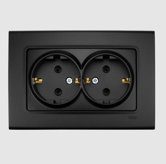 Розетка двойная с заземлением VIKO Linnera Life Черная ночь (31177775)