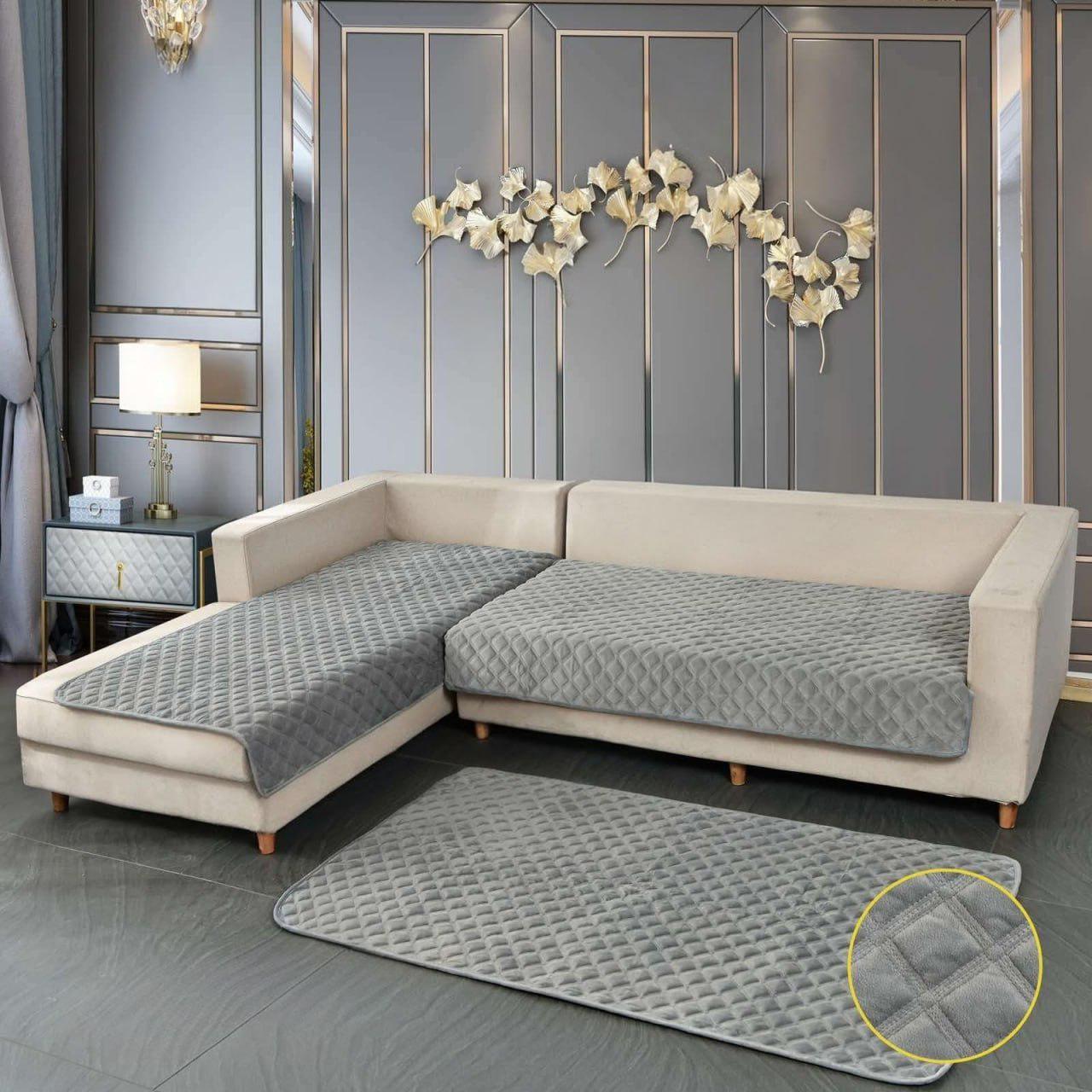 Покрывала-накидки на диван и кресла 3в1 Серый