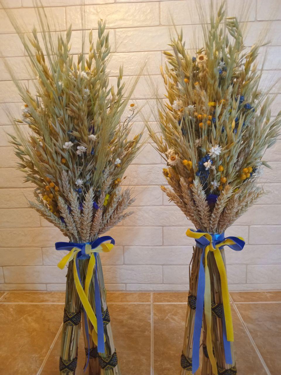 Дидух рождественский из колосья пшеницы/льна и овса на трех ножках 60-65 см с украинской лентой (2814659252) - фото 8 Дидух рождественский из колосья пшеницы/льна и овса на трех ножках 60-65 см с украинской лентой (2814659252) - фото 8