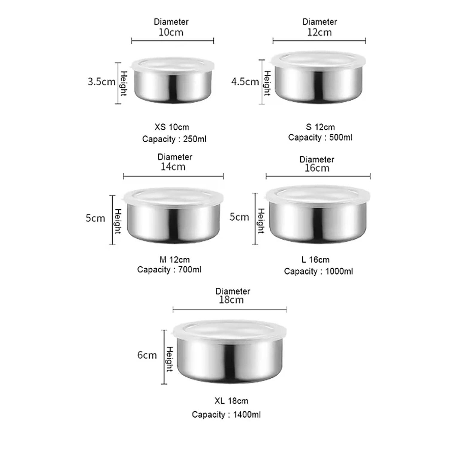Набір контейнерів із нержавіючої сталі з кришками 5 шт. (86872) - фото 4 Набір контейнерів із нержавіючої сталі з кришками 5 шт. (86872) - фото 4