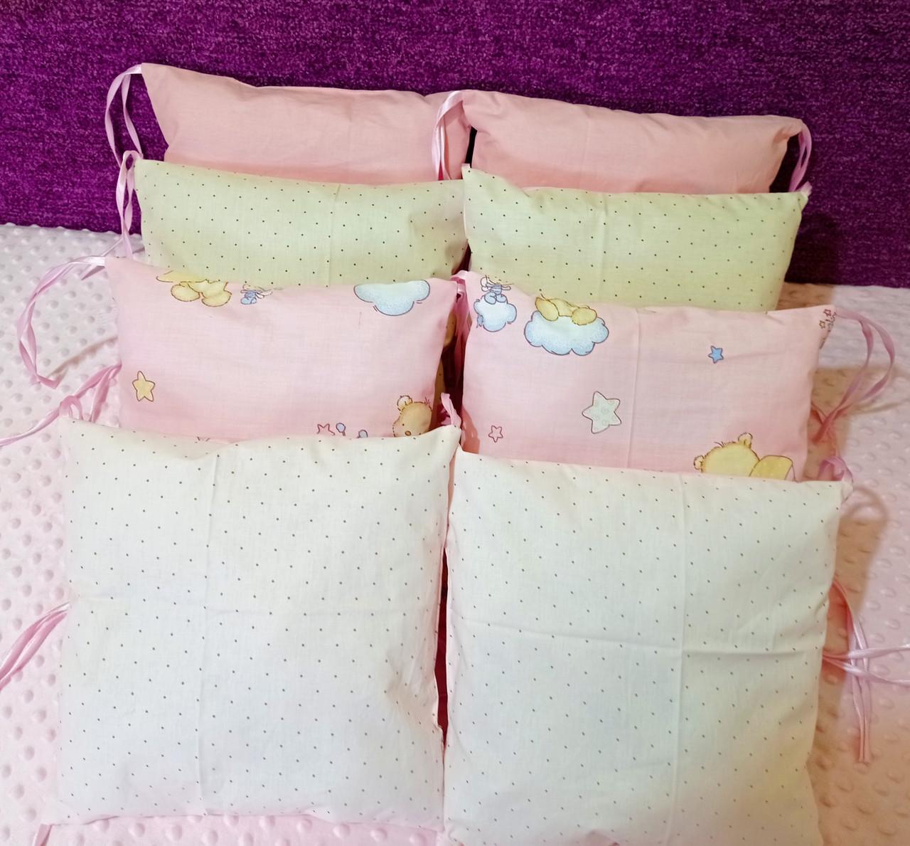 Бортики в колыбель Мишки/Горох 8 шт. Розовый