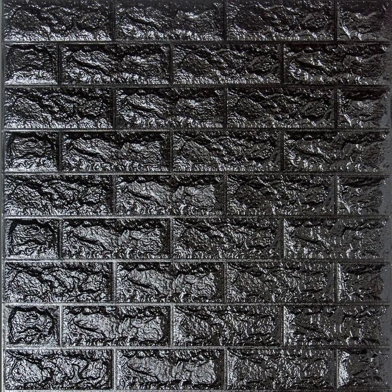 Панель самоклеящаяся 3D Sticker Wall звукоизоляционная 700x770x7 мм кирпич Черный