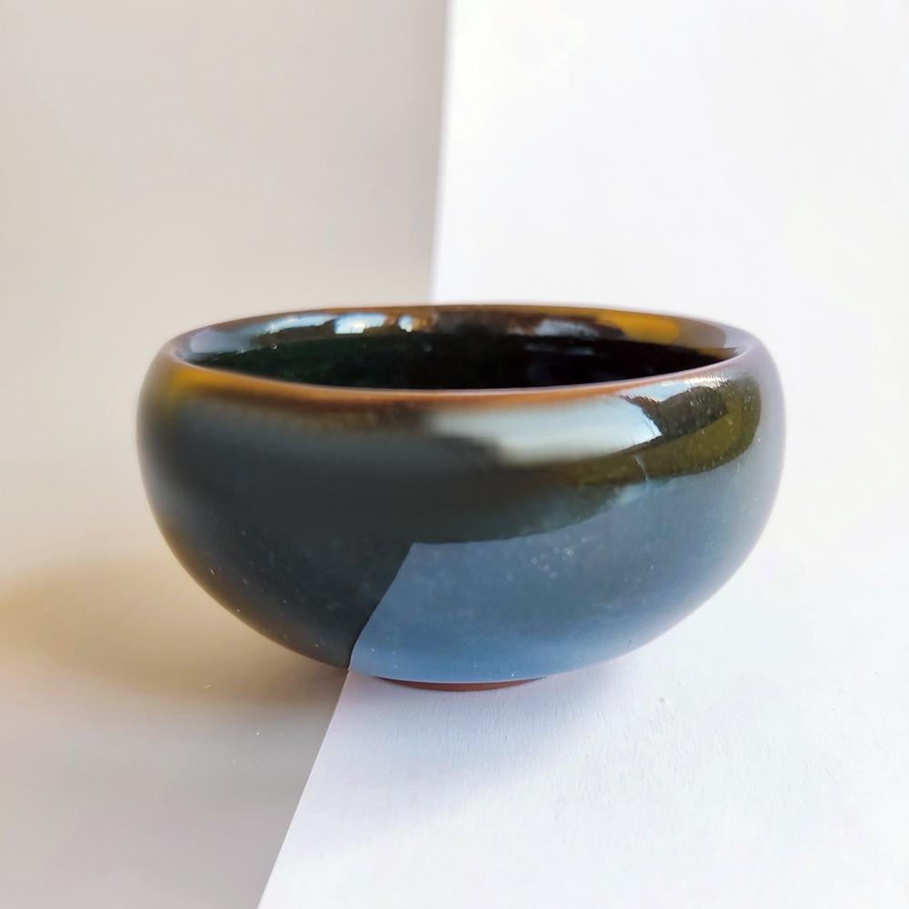 Пиала керамическая Темная изумрудная чаша Кои 50 мл