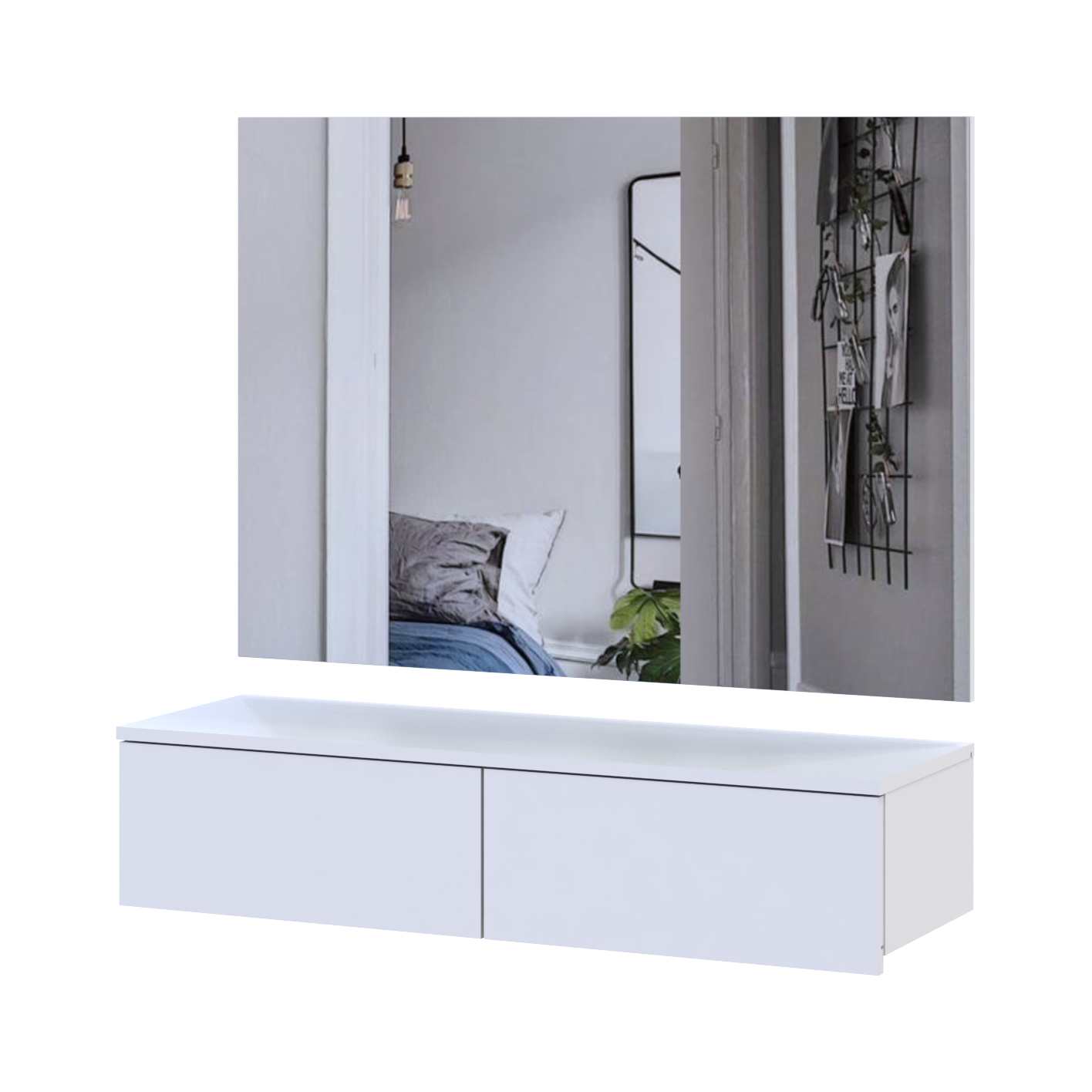 Тумба та дзеркало Doros Левія 100х32х100 см Білий (42005235)