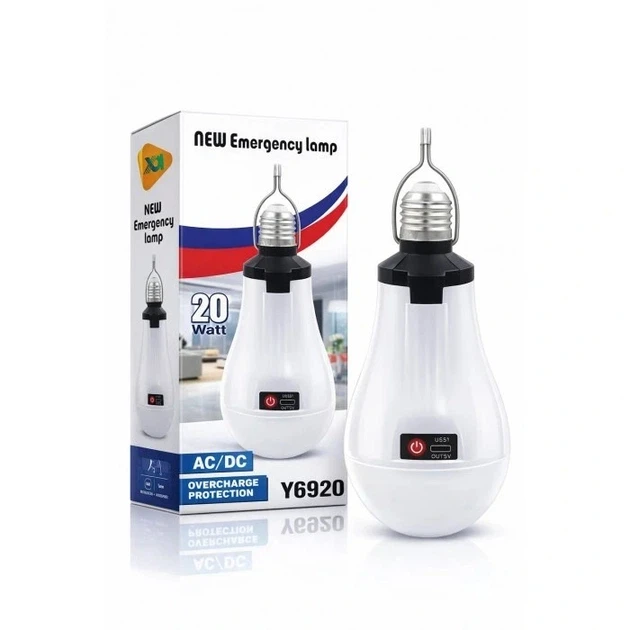 Лампа Led аккумуляторная SS-6920 20 W с крючком E27 USB-зарядка (2066)