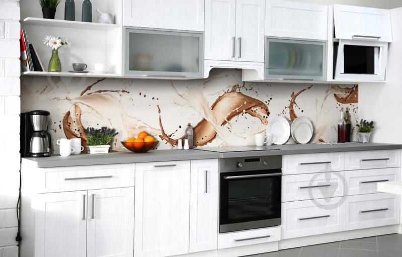 Скинали на кухню Zatarga «Молоко та какао» 600х3000 мм вінілова 3Д наклейка кухонний фартух самоклеюча