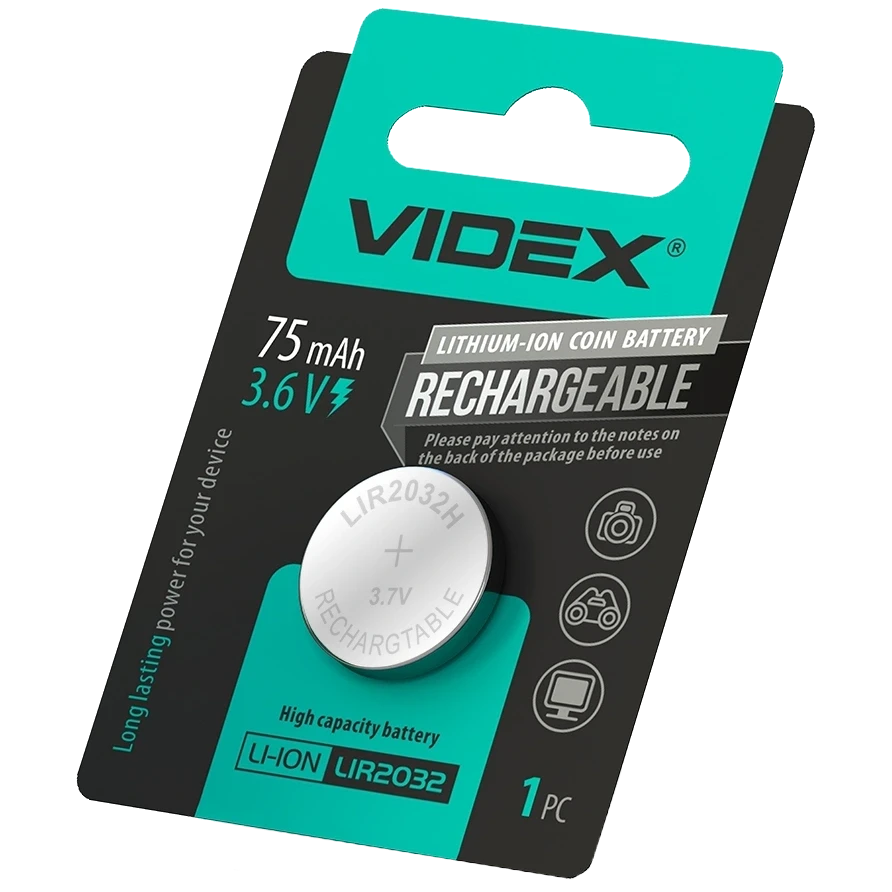 Акумулятор літієвий Videx LIR2032 BLISTER CARD (3120308368)