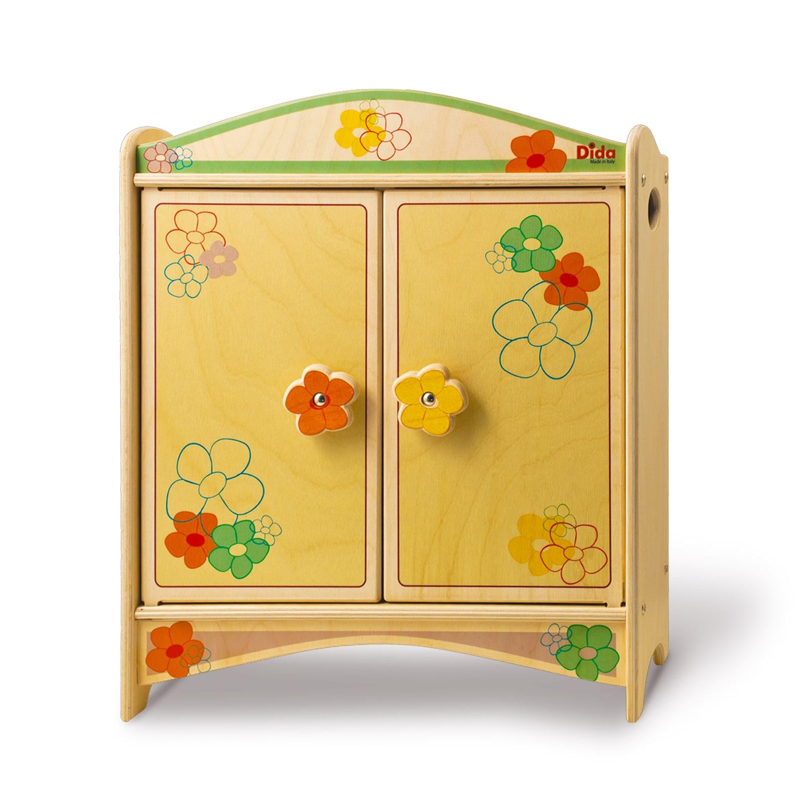 Шафа дерев’яна для ляльок Dida Wooden Doll Wardrobe Flower