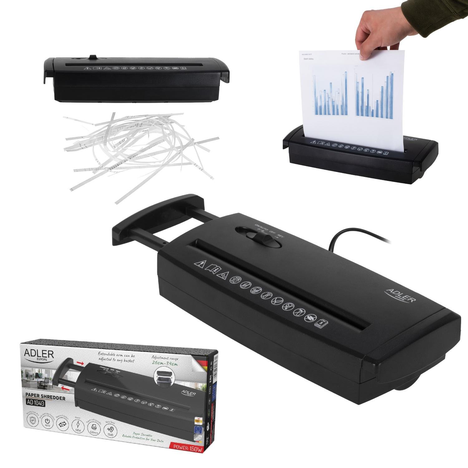 Шредер Adler AD 1040 с регулируемым кронштейном 150 Вт Черный (29875747) - фото 10 Шредер Adler AD 1040 с регулируемым кронштейном 150 Вт Черный (29875747) - фото 10