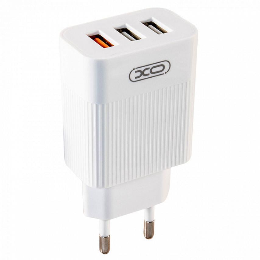 Мережевий зарядний пристрій XO L72 3 USB/USB 1 QC 3A/USB 2/3 2,1A White