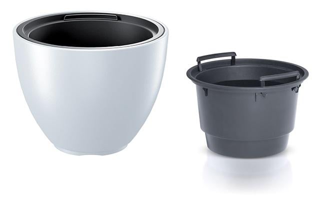 Горшок для цветов Prosperplast HEOS H-23 см круглый с вкладышем Белый