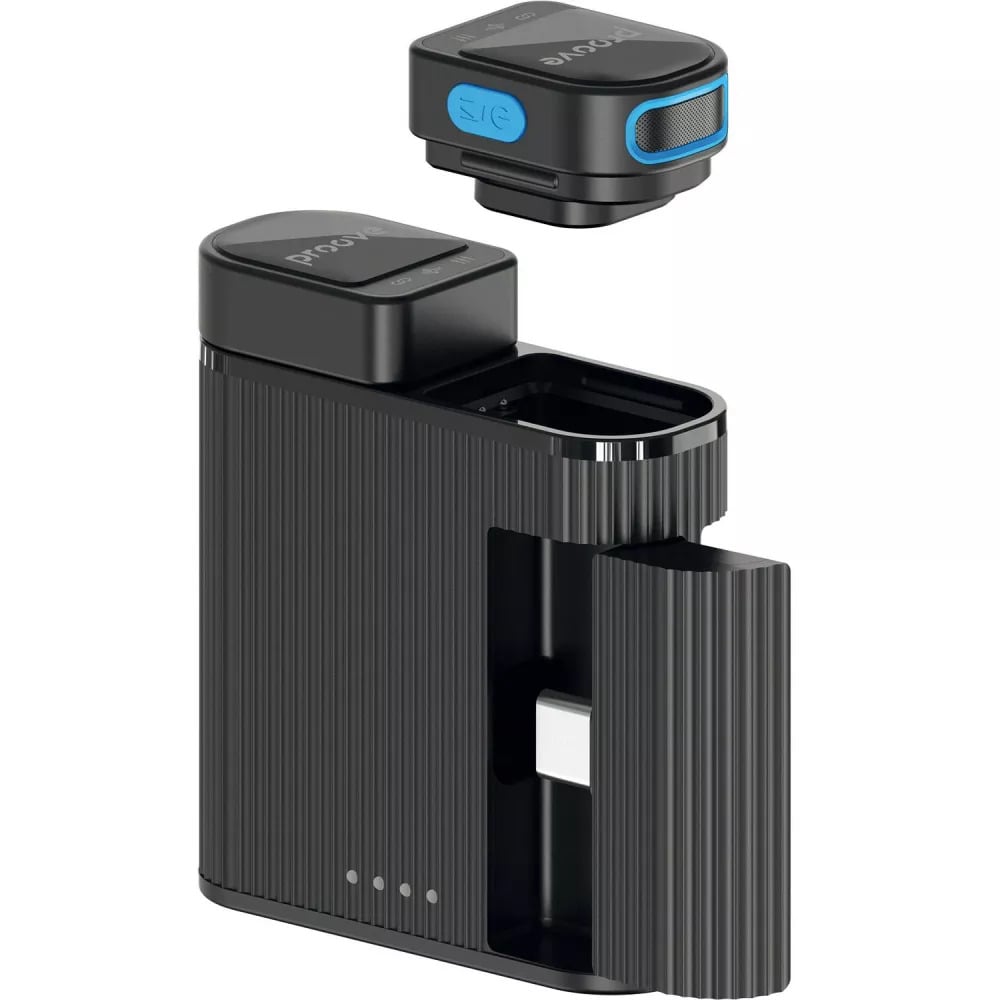 Микрофон петличный беспроводной Proove DualCast 70 mAh Type-C/Lightning с кейсом Черный (PDWM00002001)