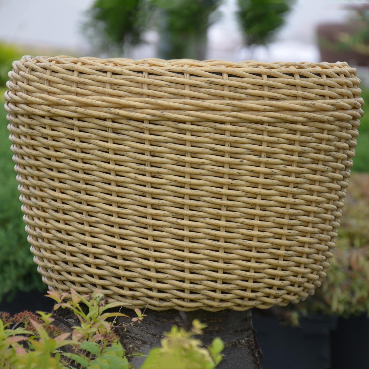 Кашпо велике для рослин та квітів з штучного ротангу/ручної роботи 45 л Світле дерево (12343574) - фото 2