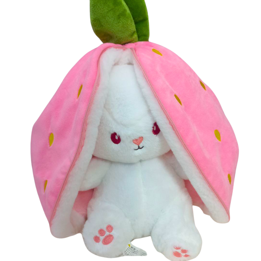 М'яка іграшка Кролик Полуничка 2в1 з застібкою 30 см (9075/30)