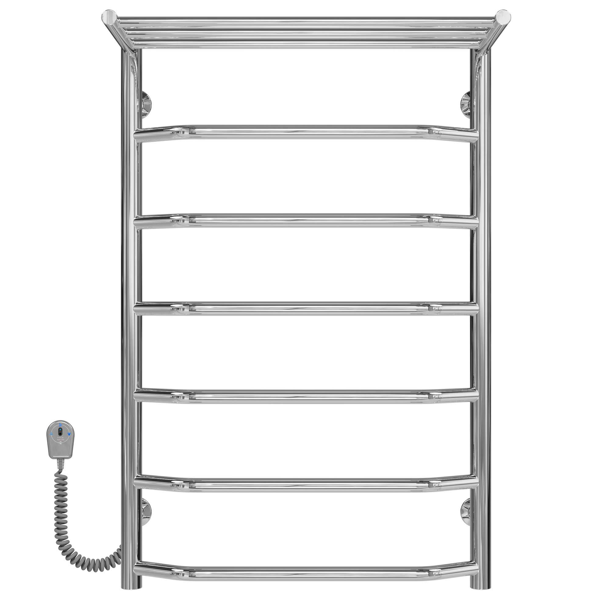 Полотенцесушитель электрический с полкой Deffi Трапеция П7 EF16 левое подключение нержавеющая сталь 500х800 мм Хром (C.TP.80.50.7.ECL5)