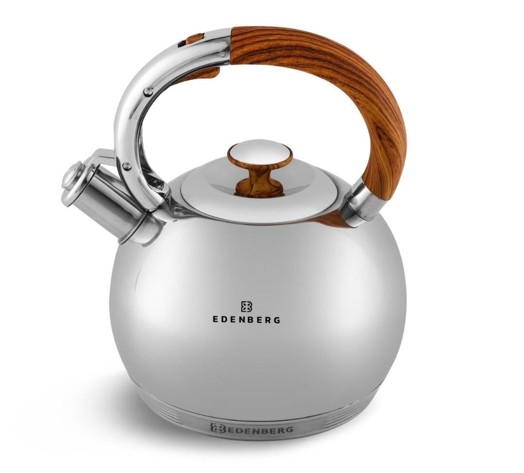 Чайник со свистком Edenberg EB-7006 3 л с коричневой ручкой (EB-7006-к)