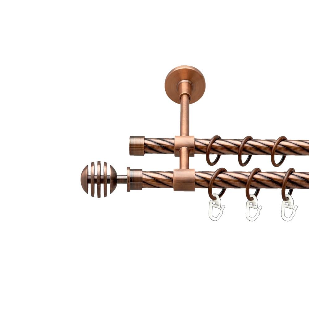 Карниз Orvit Верона металевий дворядний закритий скручена труба кільце металеве 16/16 мм 160 см Мідь (00-00025275)