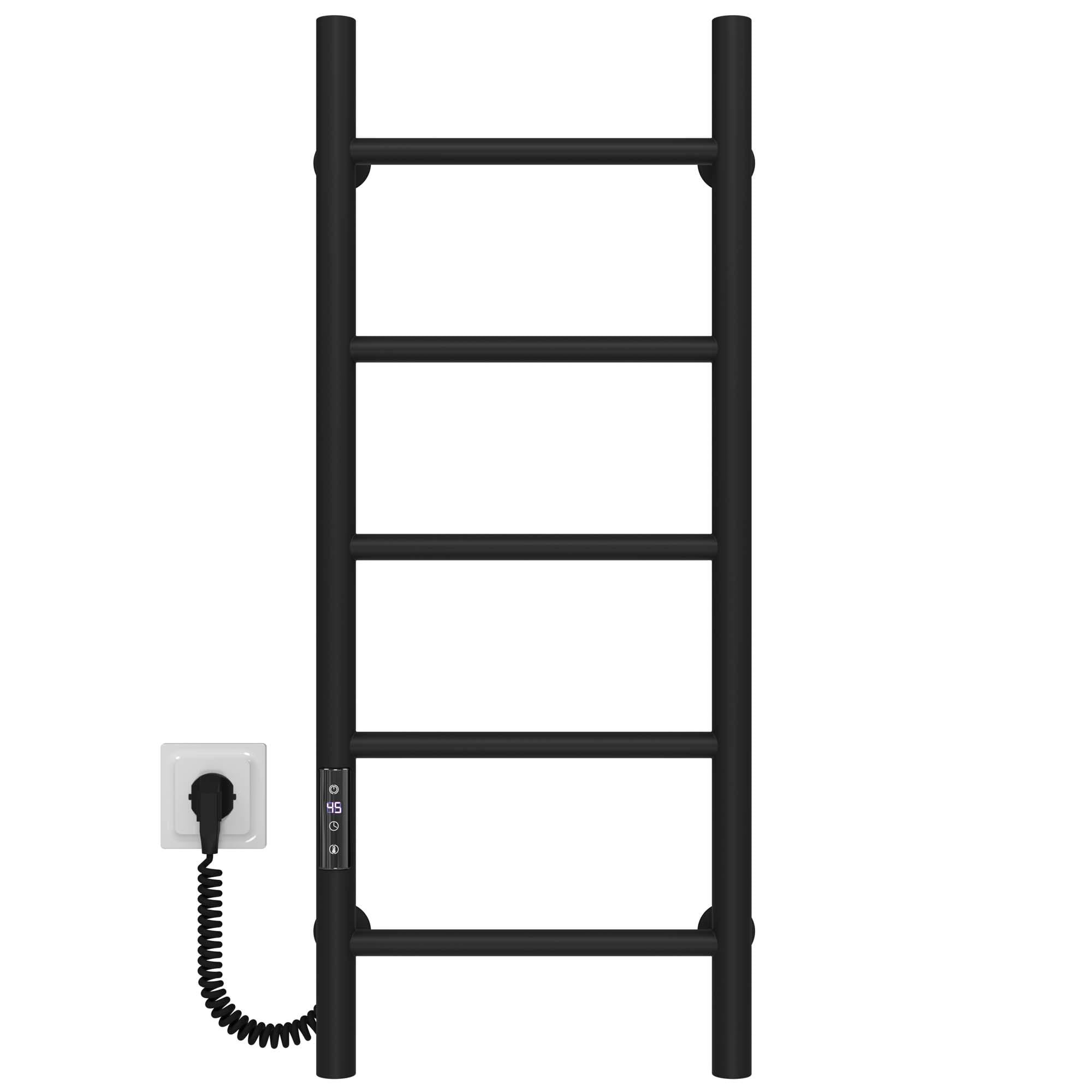 Полотенцесушитель электрический Deffi Орион П5 JD03 левое подключение нержавеющая сталь 200х800 мм Черный (C.OR.80.20.5.E.B.L.1)