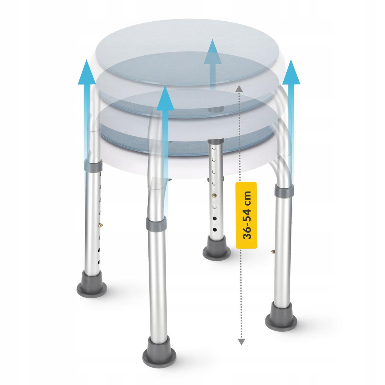Стул-табурет поворотный 4FIZJO для ванной и душа регулируемый White/Grey (P-5905973403412) - фото 7
