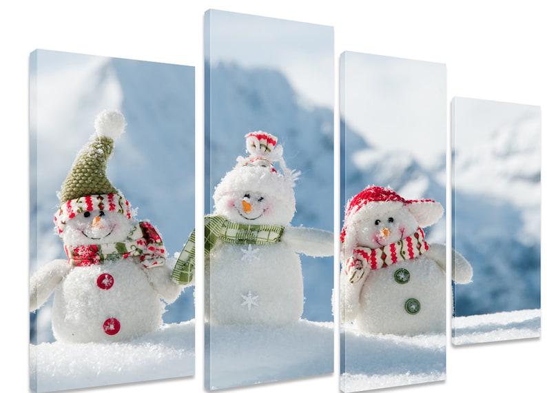 Модульна картина на холсті з чотирьох частин KIL Art Зима Сніговики 89x56 см (M4_M_472)