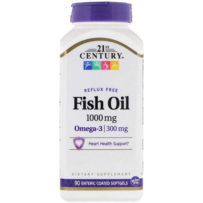 Жирные кислоты 21st Century Fish Oil Reflux Free 1000 мг 90 капсул