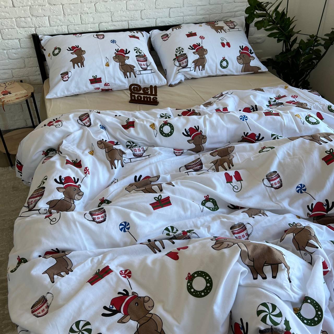 Комплект постельного белья Ell Home Гостинцы фланель на резинке двуспальный наволочки 50x70 см/70x70 см Белый/Бежевый (29337820) - фото 4 Комплект постельного белья Ell Home Гостинцы фланель на резинке двуспальный наволочки 50x70 см/70x70 см Белый/Бежевый (29337820) - фото 4