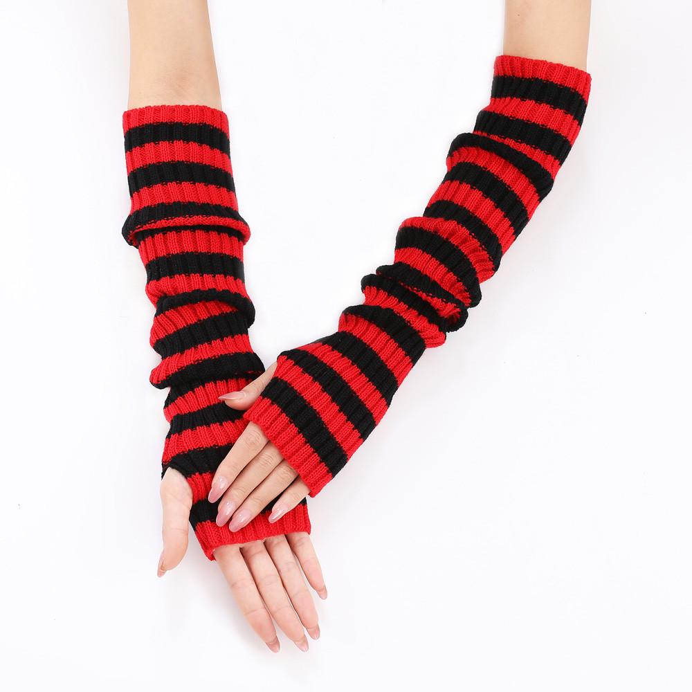 Мітенки в рубчик за лікоть смугасті 50 см One size Чорно-червоний (2415) - фото 2 Мітенки в рубчик за лікоть смугасті 50 см One size Чорно-червоний (2415) - фото 2