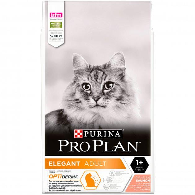 Корм сухой для котов Purina Pro Plan Elegant 1+ с лососем 10 кг (7613036529235)