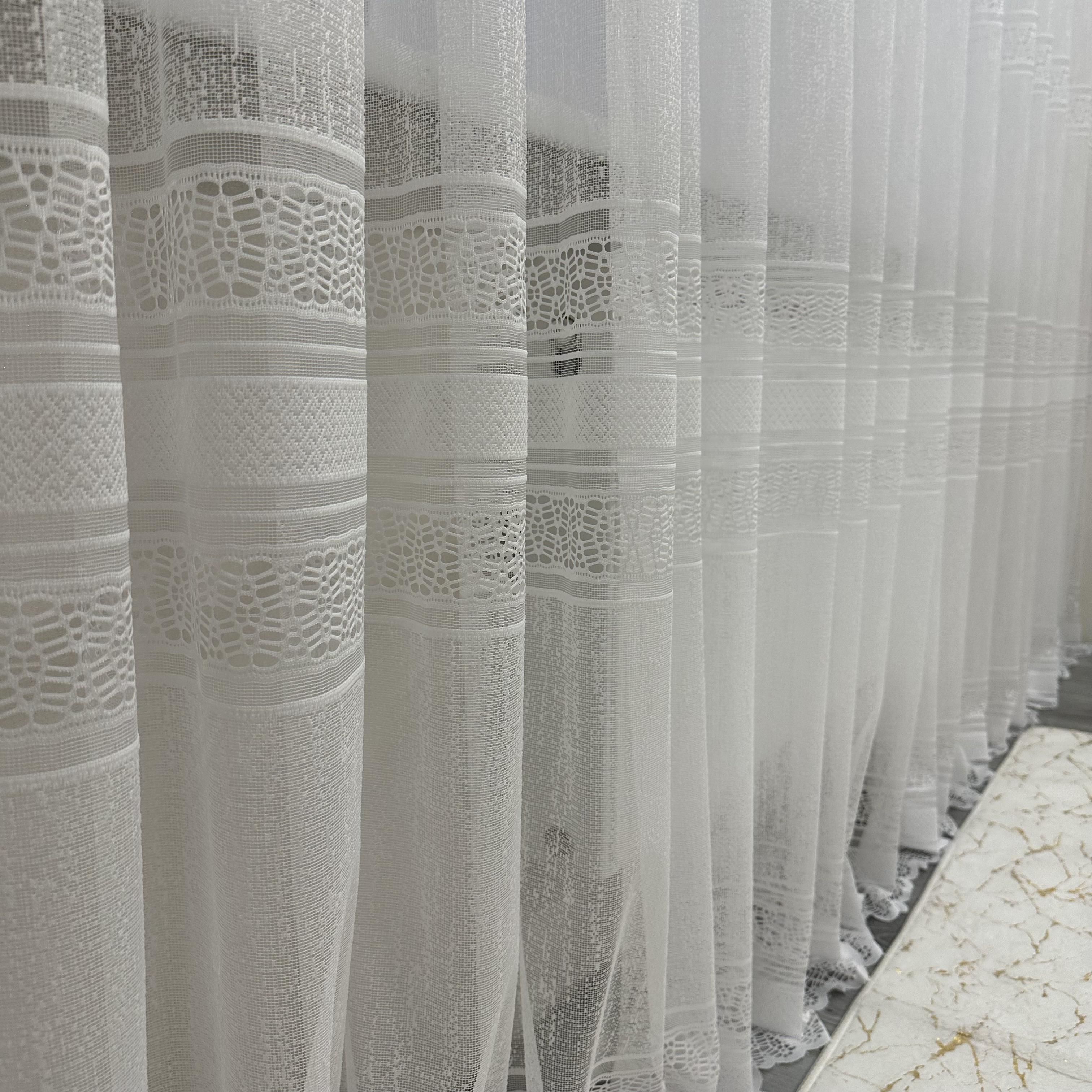 Тюль жаккард готова з візерунком 300х270 см на тасьмі 6 см 2 ряди петель Білий (ТПБ-3) - фото 4