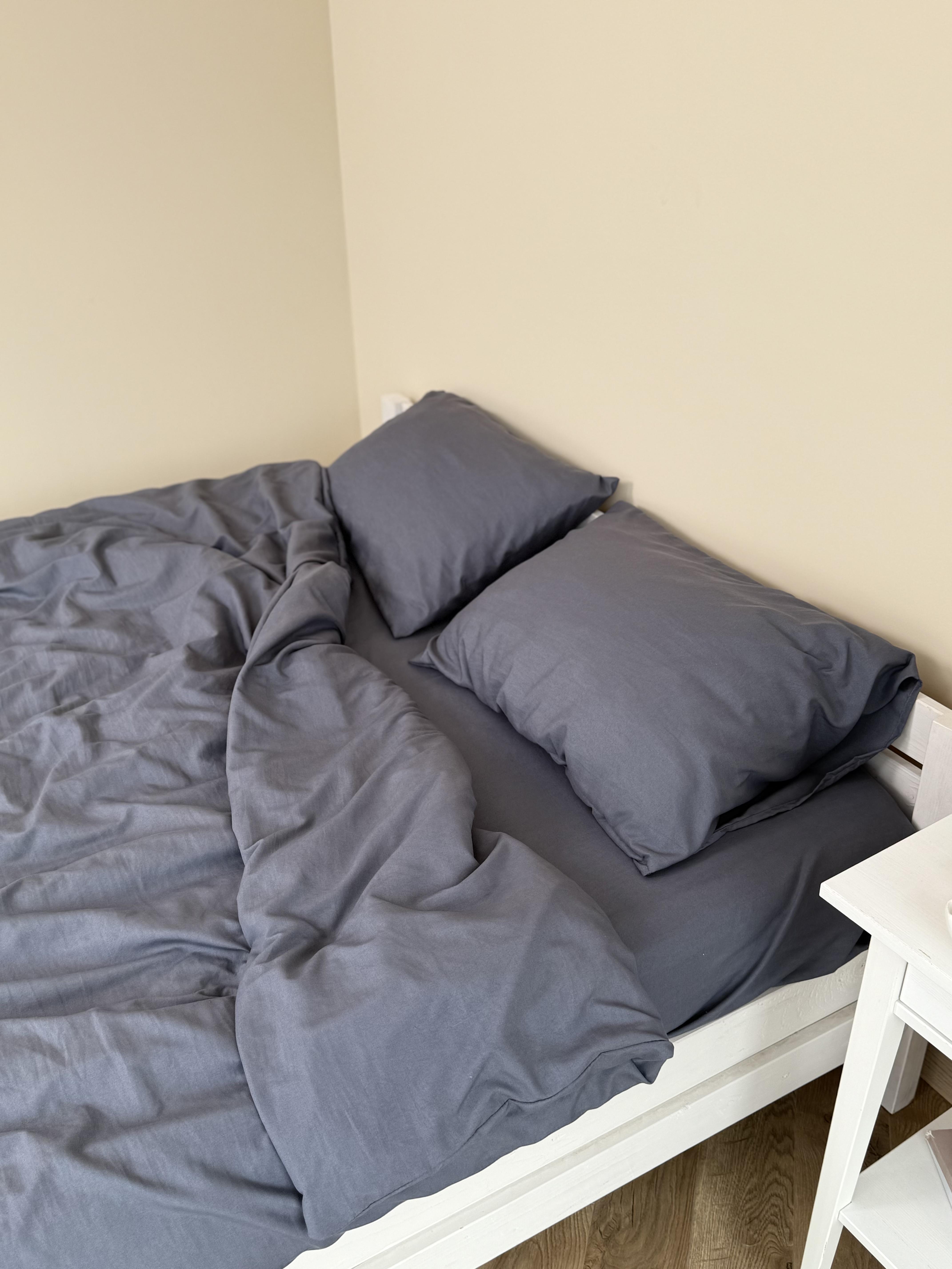 Комплект постільної білизни Тінь сатин двоспальний/наволочки 50х70/70х70 см Графітовий (6801) - фото 4