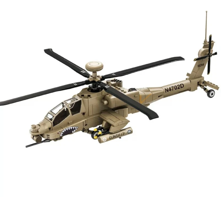 Конструктор WANGE AH-64 Apache Вертолет армии США 259 дет. Бежевый (4007)