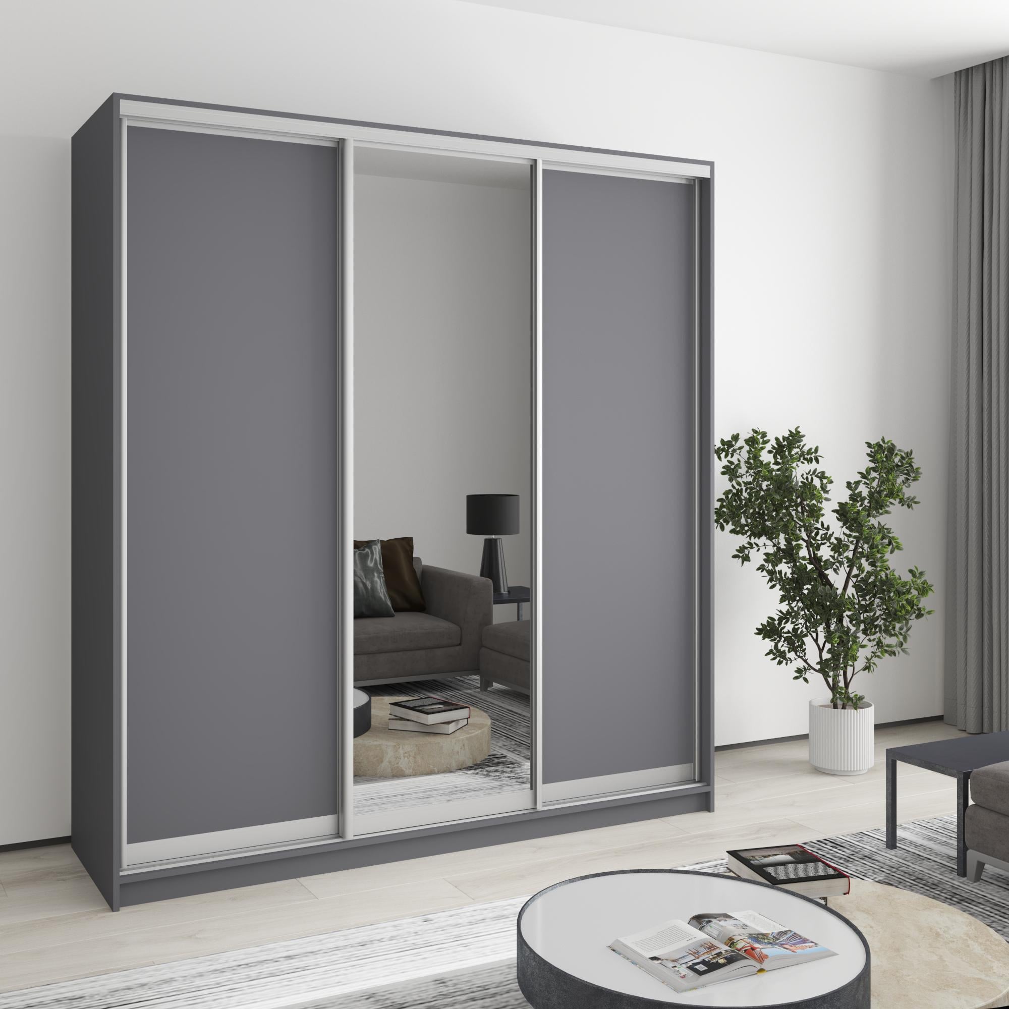 Шкаф-купе трехдверный MebelStar Комбо AL 2 ДСП/зеркало 190x45x240 см Антрацит (MBS-1682) Шкаф-купе трехдверный MebelStar Комбо AL 2 ДСП/зеркало 190x45x240 см Антрацит (MBS-1682)