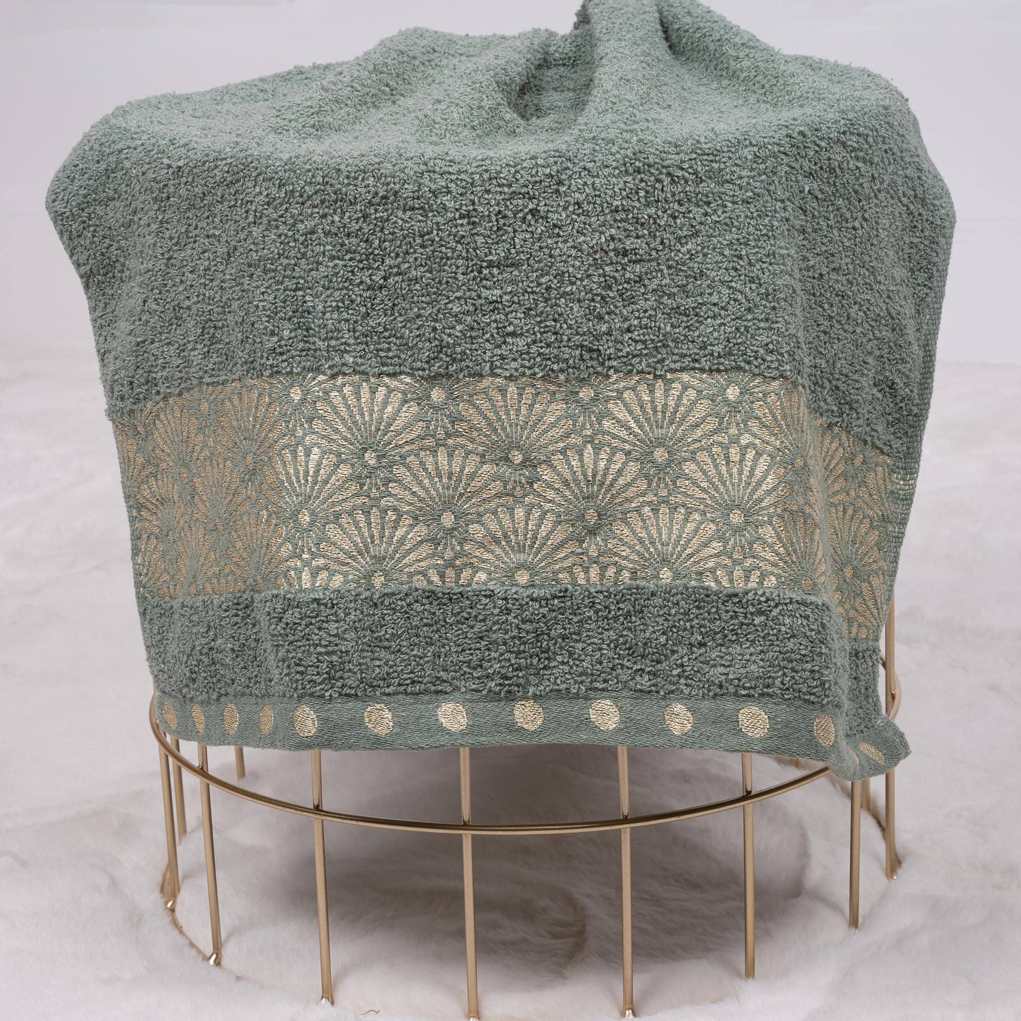 Рушник банний Ромашки золотаві 140х70 см Сріблястий/Зелений (86137)